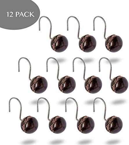 Creative Scents Dublin Brown Shower Curtain Hooks Decorative | Set of 12
