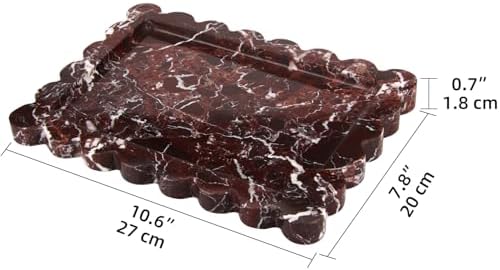 Scalloped Marble Decorative Tray, Rosso Lepanto, 10.8 * 8