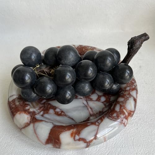 Natural Marble Round Vanity Tray Jewelry Makeup Dish Decorative Tray for Coffee Table,Bathroom,Bedroom (Calacatta Red)