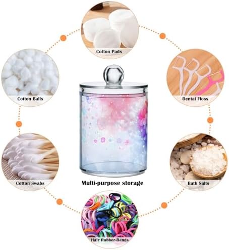 MNSRUU 4 Pack Qtip Holder Organizer Dispenser Pink Hearts Bathroom Containers Bathroom Vanity Storage Canister Apothecary Jars for Cotton Swabs/Pads/Floss