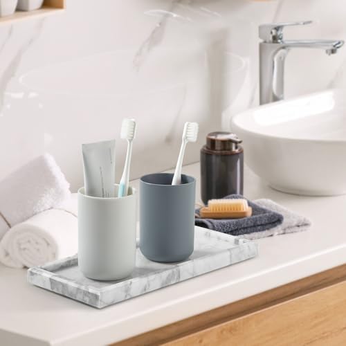 Natural Marble Vanity Tray, Stone Organizer for Bathroom & Kitchen