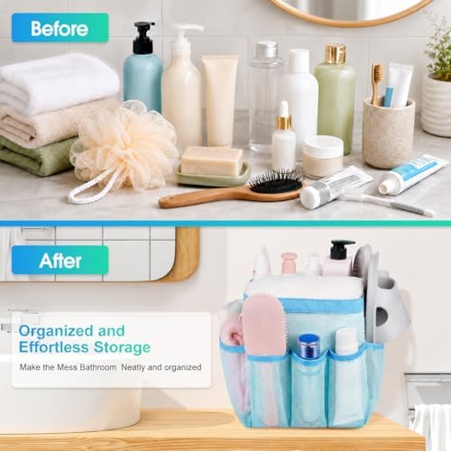 Mesh Shower Caddy Portable - 9 Pockets for College Dorm Room Essential
