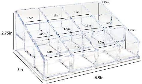 Isaac Jacobs Clear Acrylic 12 Compartment Nail Polish Holder, Organizer for Makeup, Essential Oils, Storage Solution, Rack Display (3 Rows (x4)) (Pack of 2)