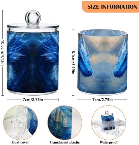 Blue Dragon Qtip Holder 2 Pack - 10 Oz Clear Plastic Apothecary Jar Set for Bathroom Organization - Versatile Canister Storage for Cotton Balls, Swabs, Rounds