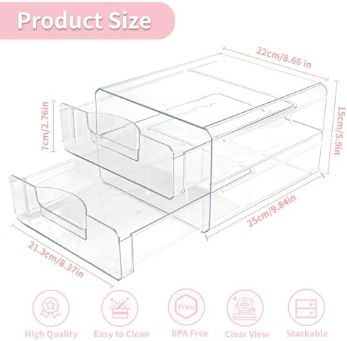 Clear Stackable Storage Drawers,Acrylic Makeup Drawer Organizer