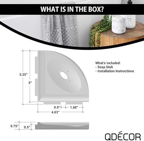 Questech 5" Shower Soap Dish Shelf for Inside Shower, Lugged for New Construction, Bath Organizer for Tiled Walls, Corner Soap Holder, Metro Lugged, Gray Polished