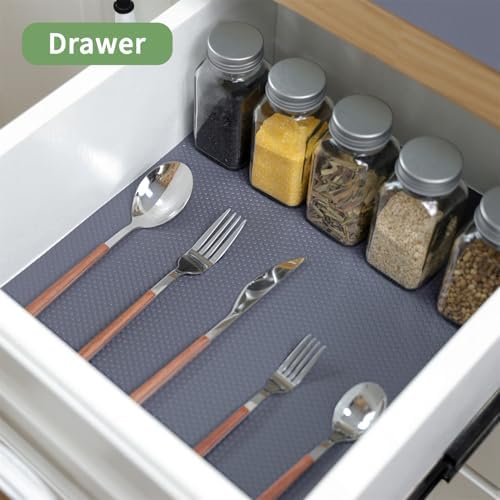 Shelf Liners 24 inch x 20 ft Kitchen Cabinets Liner Non-Stick Drawer Mats EVA Protector Shelving Cupboard Lining (Gray, 24 inch x 20 ft)