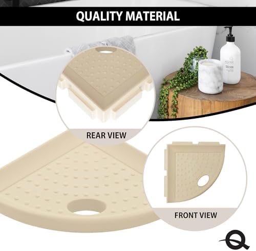 Questech 5" Corner Shower Footrest, Lugged for New Construction, Shaving Shelf for Inside Shower, Bathroom Storage Corner Caddy, Metro Lugged, Sand Matte