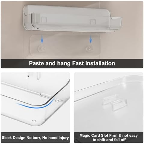 Diesisa Plastic Wall Mount Organizer, Adhesive Clear Acrylic Shelf, No Drilling Hang Walls Shower Caddies, with Self Adhesive Tape, for Bathroom, Kitchen, Utility Room,3.8D x 12.8" W x 3.3" H