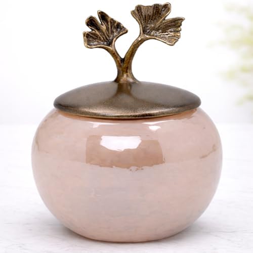 Decozen Qtip Holder and Cotton Jar with Lid - Elegant Glass and Metal Organizer for Decorative Kitchen Home Decor Bath Accessories Countertop Bedroom Glass Jar Lid Organizer, Christmas Decorations