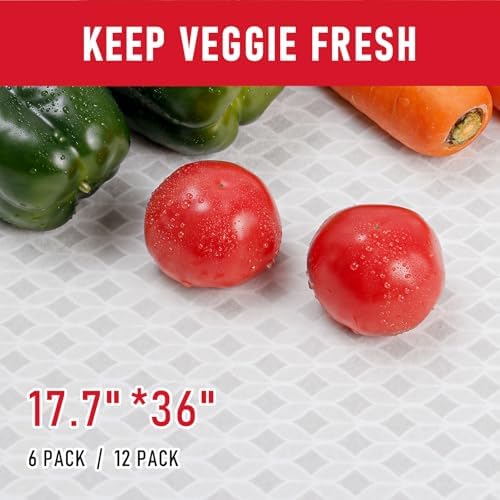 Cooyes 12 Pack Large Refrigerator Liners 17.7" x 36", Absorbent Strong Grip Fridge Liners Washable, Fridge Shelf Liner for Kitchen Cabinets, Non-Adhesive Refrigerator Bin Liners and Mats
