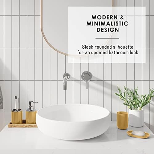 Clara Clark Bathroom Accessories Set - 28PC Bathroom Set with Adhesive Corner Shower Caddy Hanging, Bathroom Sets with Shower Curtain and Rugs, Gold Shower Curtain Set with Bathroom Trash Can