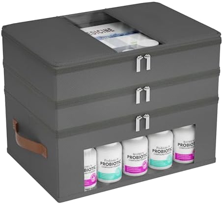 3-Tier Medicine Cabinet Organizer, Fabric Medicine Organizer, Grey