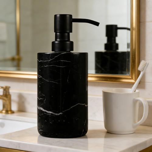Elegant Black Marble Bath Essentials - Elevate Your Bathroom with Luxurious, Timeless Design,Marble Bath Accessories, Craftsmanship (Soap Pump)