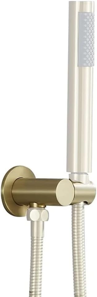 Hand Held Shower Head Holder with Hose Connector Shower Wand Holder Wall Mount Adjustable Handheld Shower Handle Sprayer Holder Shower Hose Adapter Shower Elbow with Spray Head Bracket Brushed Gold