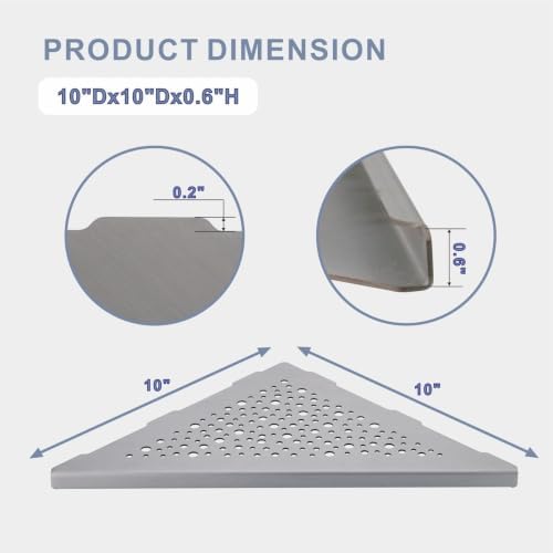 HIDROP Brushed Nickel 10" Corner Shower Shelves for Tiled Walls, 2 Pack