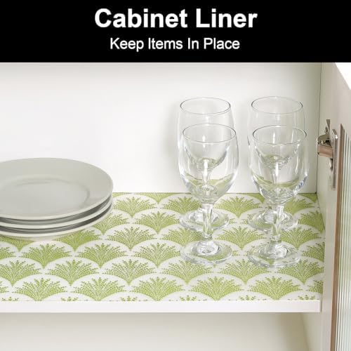 Cooyes Shelf Liners for Kitchen Cabinets, Refrigerator Liners Waterproof & Oil-Proof Kitchen Cupboard Liner Drawer Mats EVA Material Non Adhesive Fridge Liner for Shelves（17.5" W x 197" L）