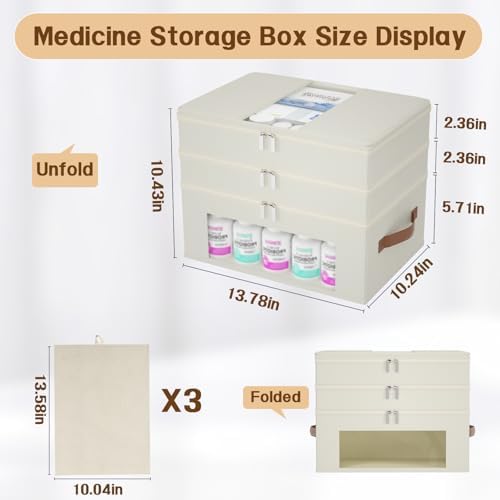 3-Tier Medicine Cabinet Organizer, Fabric Medicine Organizer Beige