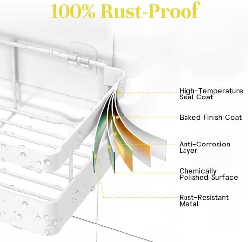 Heavy-Duty Adhesive Shower Shelves, White Storage Shelf