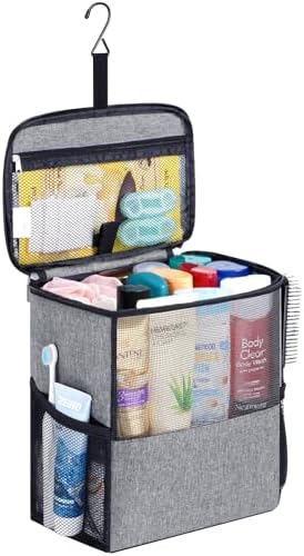 Lifewit Shower Bag Mesh Shower Caddy Portable College Dorm Room Essentials Tote Bag for Bathroom, Gym, Travel, Camping Quick Dry Hanging Shower Organizer Basket Toiletry Bag, Large, Grey