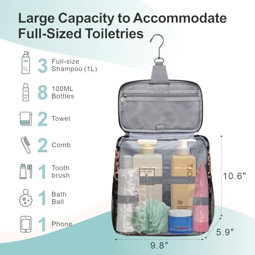 F-color Shower Caddy Portable for Dorm - Shower Bag Fits Full-Size Bottles