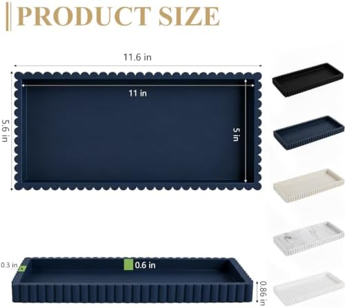 Silicone Bathroom Tray Vanity Tray Kitchen Counter Decor, Large, Dark Blue