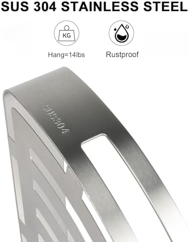 NearMoon Bathroom Shower Caddy 2 Pack, 304 Stainless Steel Shower Organizer with 2 Hooks, No Drill (Corner Shelf, Brushed Nickel)