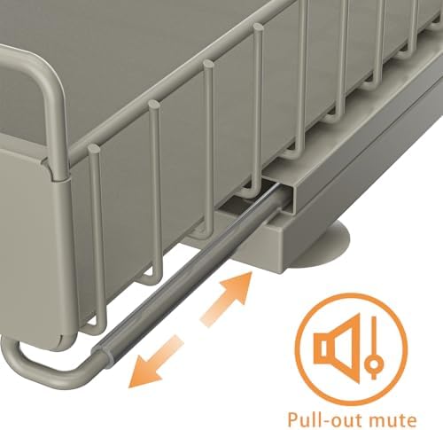 Under Sink Organizer, Single Tier Metal Pull Out Sliding Drawer Shelf for Kitchen Bathroom Cabinet Storage, Sturdy Rack – Gray