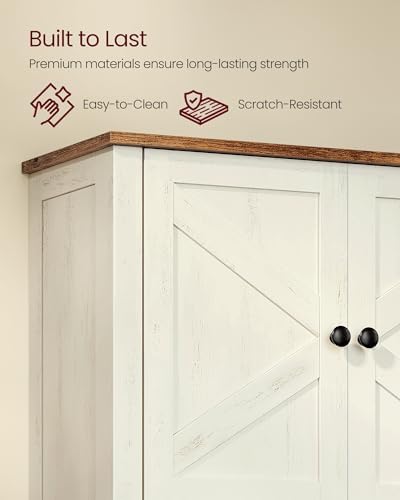 VASAGLE Bathroom Cabinet with Towel Bar, Wall-Mounted, 2 Barn Doors