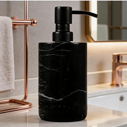Elegant Black Marble Bath Essentials - Elevate Your Bathroom with Luxurious, Timeless Design,Marble Bath Accessories, Craftsmanship (Soap Pump)