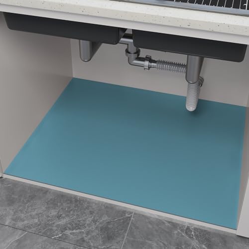 Under Sink Mats-35" x 24" (Cut-to-Fit) Absorbent Shelf Liner for Kitchen&Bathroom Cabinets | Non-Slip, Quick-Dry Cabinet Liner for Under Sink, Vanity & Utility Storage (Navy,35''x24'')