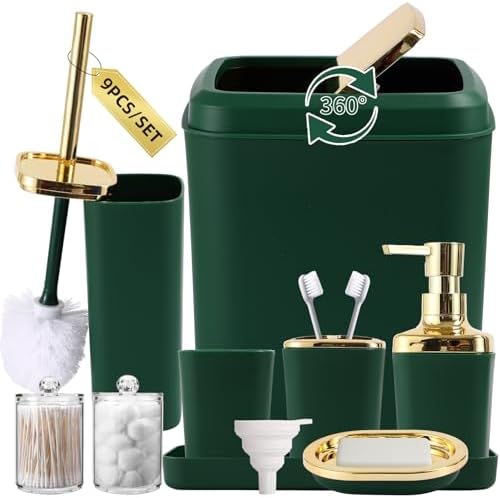 XLHOMO Green Bathroom Set, 9PC Bathroom Set, Bathroom Accessories Set