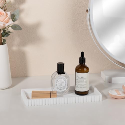 Silicone Bathroom Tray Small Vanity Tray Kitchen Counter Decor, White