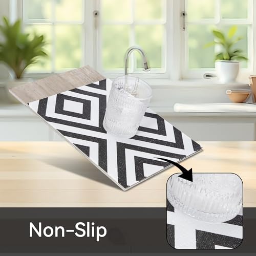 FIFTY FEET 12"x120" Non-Adhesive Shelf Liner for Kitchen Cabinets and Drawers, Washable Non-Slip PVC Cabinet Liner (Black Plaid)(6 Roll)