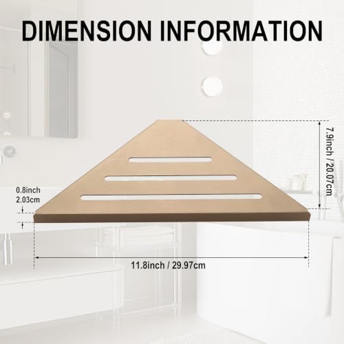 BVL Corner Shower Shelf, 8 Inch Champagne gold 2-PACK Bathroom Corner Organizer, Adhesive Wall Mounted Shower Caddy, Waterproof Rustproof Metal Storage Rack for Shampoo Soap
