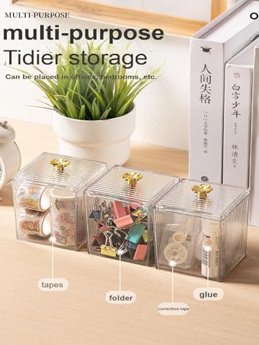 3 Pack Acrylic Qtip Holder Dispenser for Cotton Swabs Balls Pads Floss Picks, Bathroom Canister Storage Organizer, Acrylic Canister Apothecary Jar Set, Makeup Storage Organizer