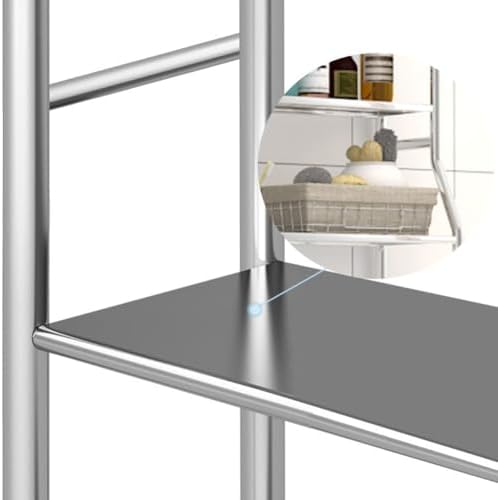 Over The Toilet Storage Rack, 3 Tier Bathroom Organizer Shelf with Toilet Paper Holder, Freestanding Space Saver Toilet Stands, Multifunctional Above Toilet Shelf for Bathroom iron stand white 3layers