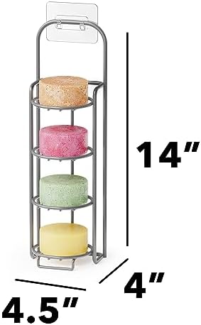 SpaceAid 4 Tier Shampoo Bar Holder for Shower, Self Draining Soap Bar Holders Caddy for Bathroom Wall and Kitchen Sink, Shampoo Bar Dish Rack, Stainless Steel Bar Soap Holder (Gray)