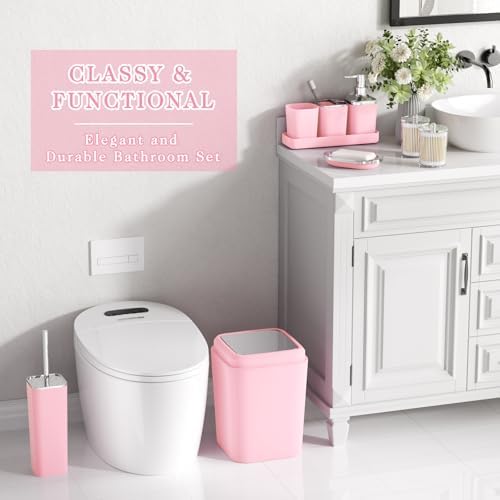 XLHOMO Pink Bathroom Set, 9 Pieces Bathroom Accessory Set