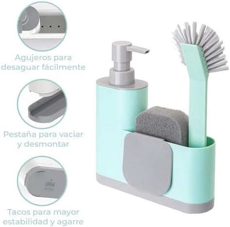 Vigar Rengo Monobloc 4-Piece Sink Caddy Set, Turquoise