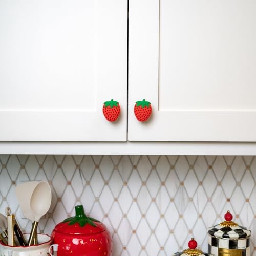 Knobēz 12pk Decorative Knob Covers - Strawberry Fruit Cabinet Accents