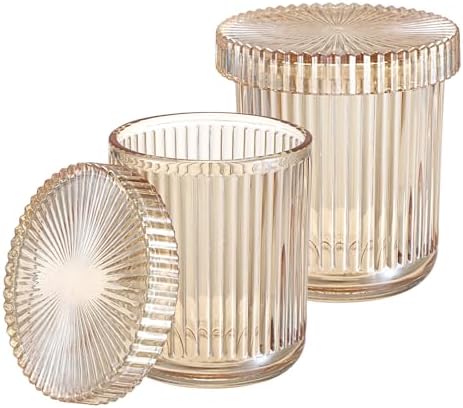 Hipiwe Glass Apothecary Jars with Lid 2Pcs Cotton Ball and Swab Organizer