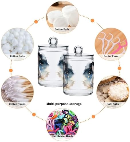 MNSRUU 2 Pack Qtip Holder Organizer Dispenser Animal Rabbit Pink Bathroom Storage Canister Cotton Ball Holder Bathroom Containers for Cotton Swabs/Pads/Floss