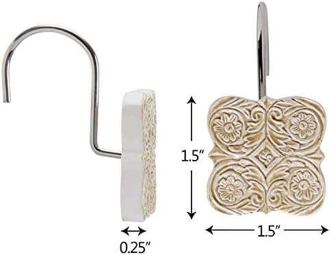 Creative Scents Beige Victoria Shower Curtain Hooks Decorative | Set of 12