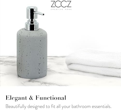 ZCCZ -Beige Bathroom Accessories Set 4 Pcs - Toothbrush Holder, Soap Dispenser, Vanity Tray, Bathroom Tumbler - Countertop Vanity Organizer - Bathroom Accessory Set- Toothbrush Holder Set, Stone Sets
