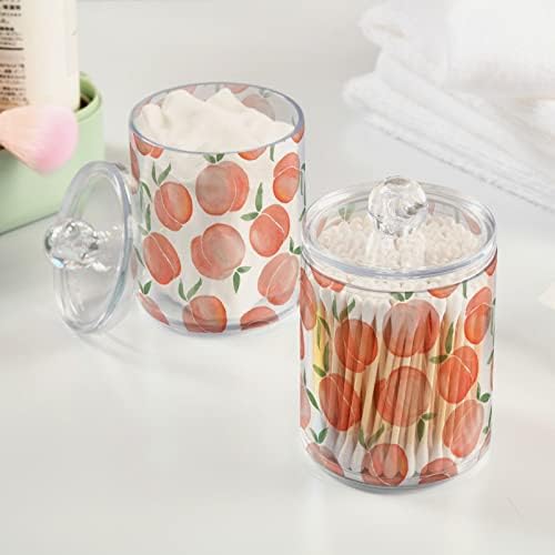 DOMIKING 4 Pack Acrylic Organizer for Cotton Balls, Swabs, Rounds - Clear Plastic Vanity Canisters - Cotton Ball Holder Dispenser - Bathroom Storage Essentials