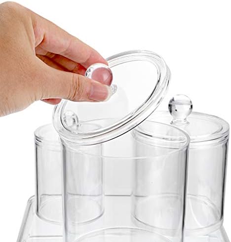 Hipiwe Set of 3 Cotton Ball and Swab Organizer Acrylic Q-Tips Jar with Lid