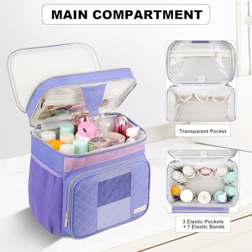 Portable Shower Caddy College Dorm Essentials, Large Toiletry Bag for Women Men, 2 Layers Quickly Dry Mesh Bathroom Tote Bag, Hanging Makeup Organizer Bag for Travel, Gym, Camping (Purple)
