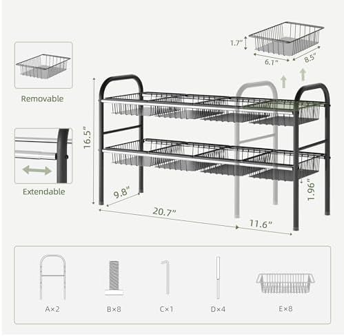 Under Sink Organizers and Storage,Expandable under cabinet organizer Shelf