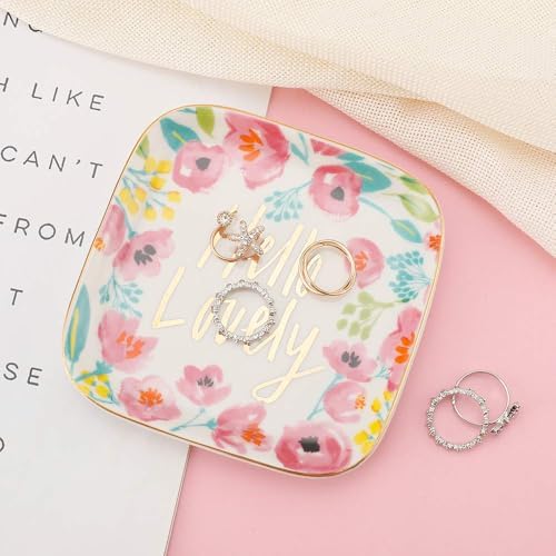 Stephanie Imports Hello Lovely Ceramic Trinket Plate and Decorative Jewelry Dish